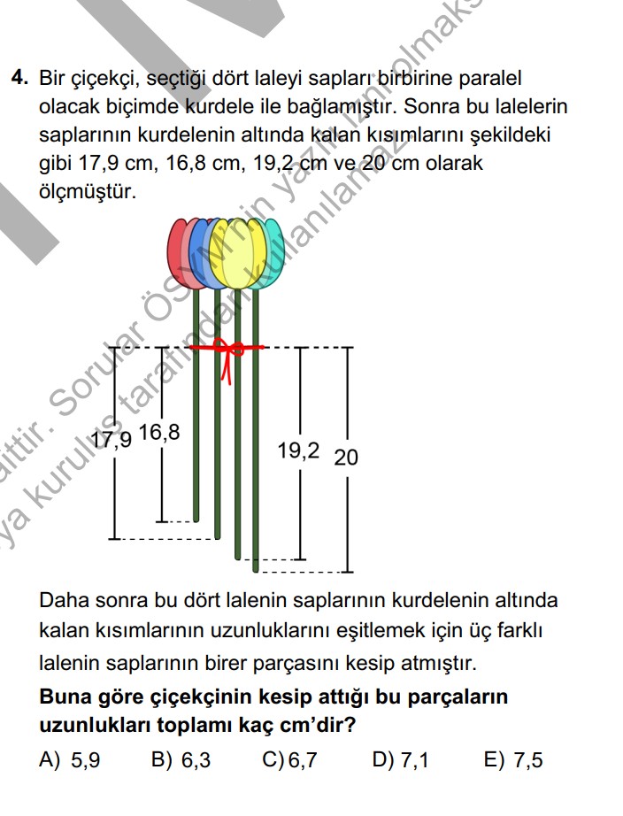 Öğrencinin yüklediği ondalık sayılar sorusu
